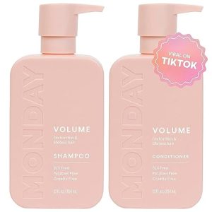 MONDAY HAIRCARE Volume Shampoo + Conditioner Set (2 Count) 12 oz. For Thin, Fine, and Oily Hair Made with Coconut Oil, Ginger Extract, and Vitamin E 100% Recyclable Bottle