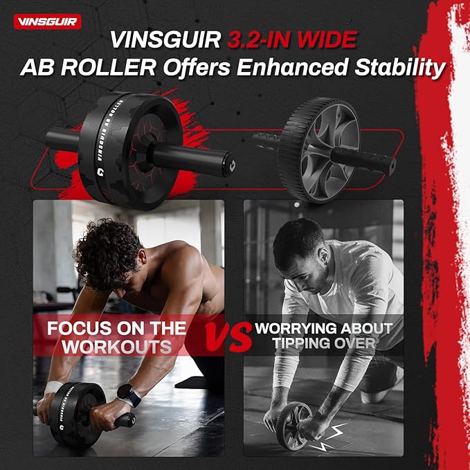 VINSGUIR Ab Roller Wheel, Abs & Core Workout Equipment for Home Gym with Knee Pad Accessories, Abdominal Wheel for Full-body Strength Training - Image 5