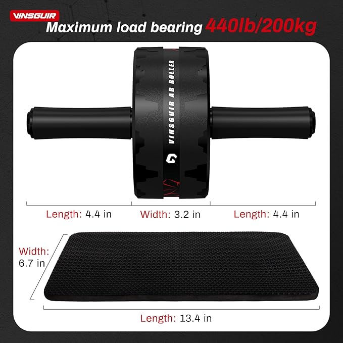 VINSGUIR Ab Roller Wheel, Abs & Core Workout Equipment for Home Gym with Knee Pad Accessories, Abdominal Wheel for Full-body Strength Training - Image 2