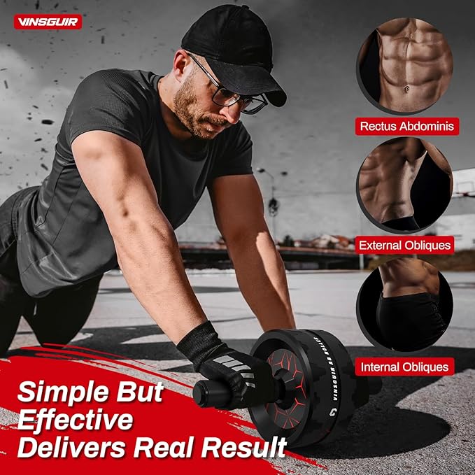 VINSGUIR Ab Roller Wheel, Abs & Core Workout Equipment for Home Gym with Knee Pad Accessories, Abdominal Wheel for Full-body Strength Training - Image 4