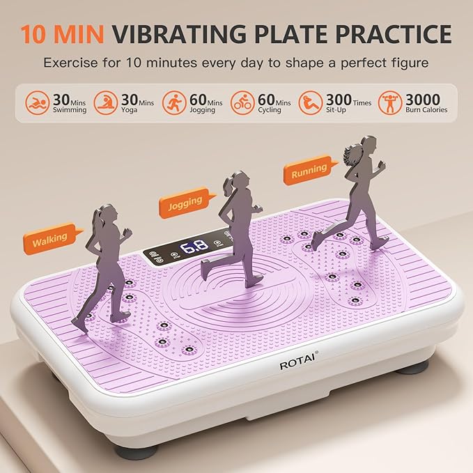 Vibration Plate Exercise Machine, Whole Body Workout Power Vibrate Fitness Platform Vibration Plate for Lymphatic Drainage, Weight Loss, Toning, Shaping & Wellness - Image 3