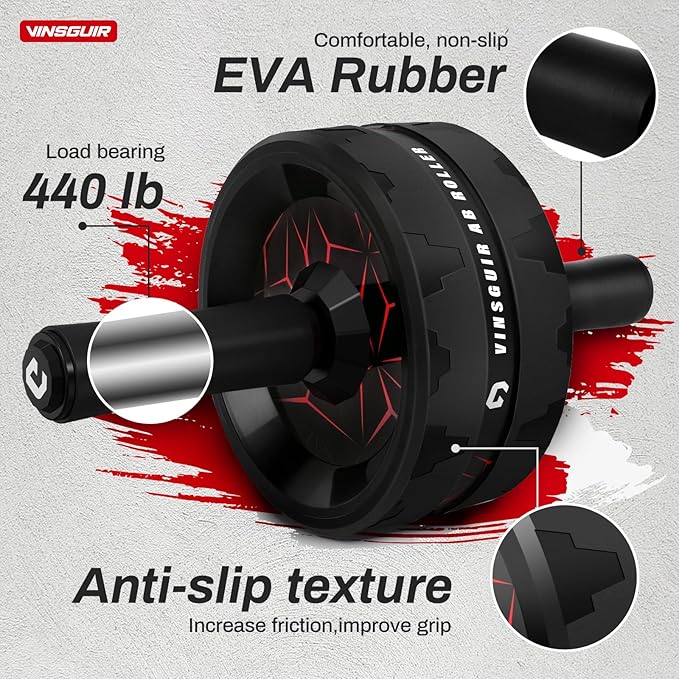 VINSGUIR Ab Roller Wheel, Abs & Core Workout Equipment for Home Gym with Knee Pad Accessories, Abdominal Wheel for Full-body Strength Training - Image 3