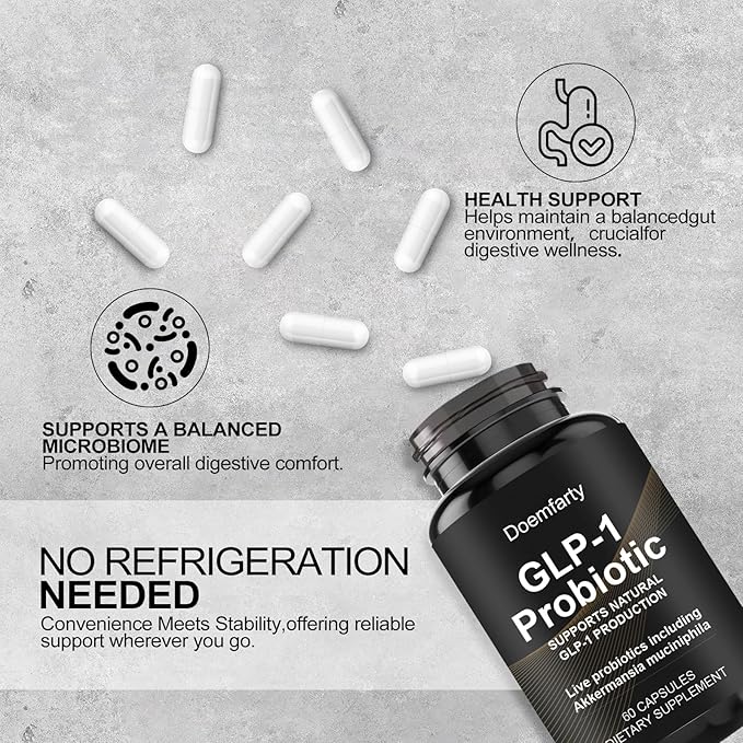 60 PCS GLP-1 Probiotic - AFU Multi-Strain Probiotic + Prebiotic, Naturally Support GLP-1 Production, Delayed Release, Third-Party Tested, for Men & Women 60 Servings (Pack of 1) m1 - Image 2